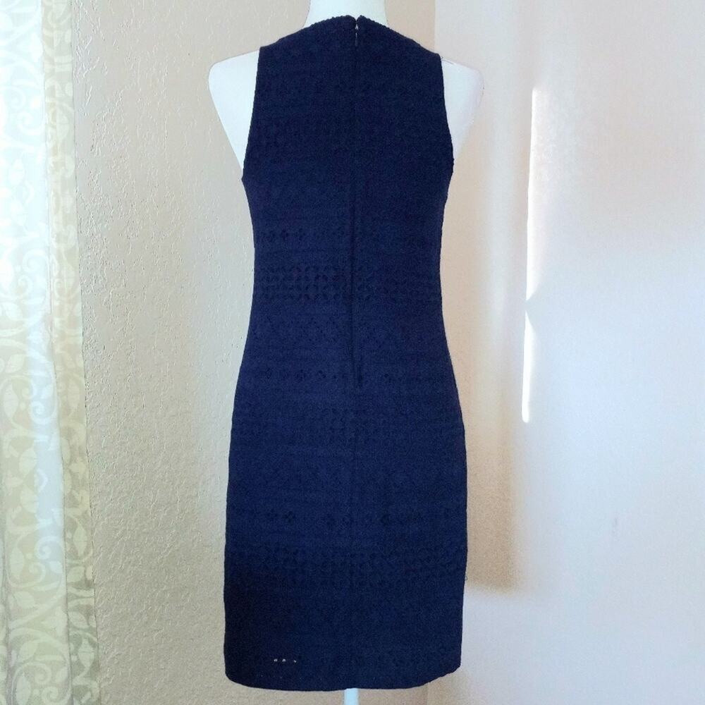 Izod Navy Blue Cotton Eyelet Shift Dress NWOT S - Picture 10 of 11